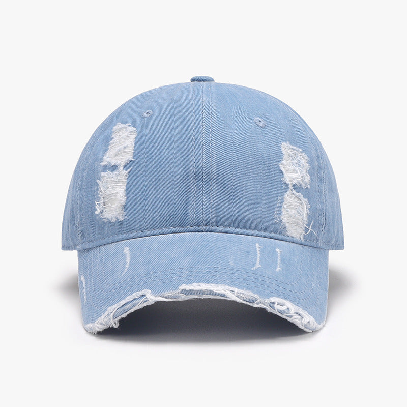 Distressed Adjustable Cotton Baseball Cap - ShopEasier