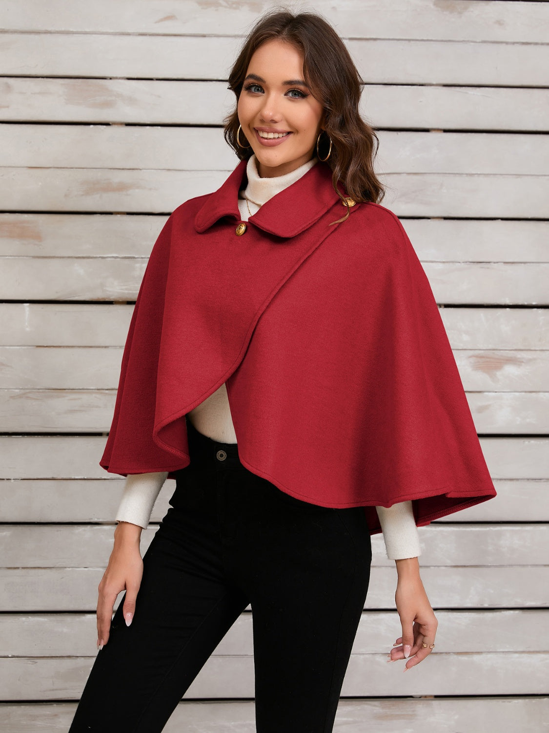 Collared Neck Cropped Cape - ShopEasier