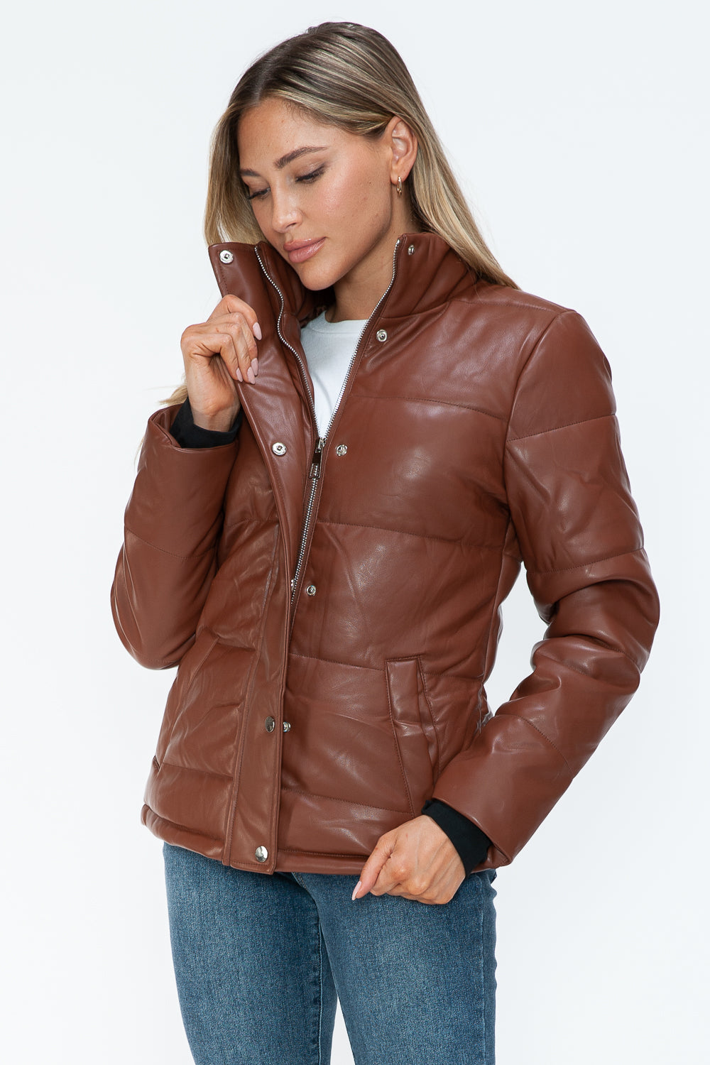 YMI Pocketed Zip Up Turtleneck Puffer Jacket - ShopEasier