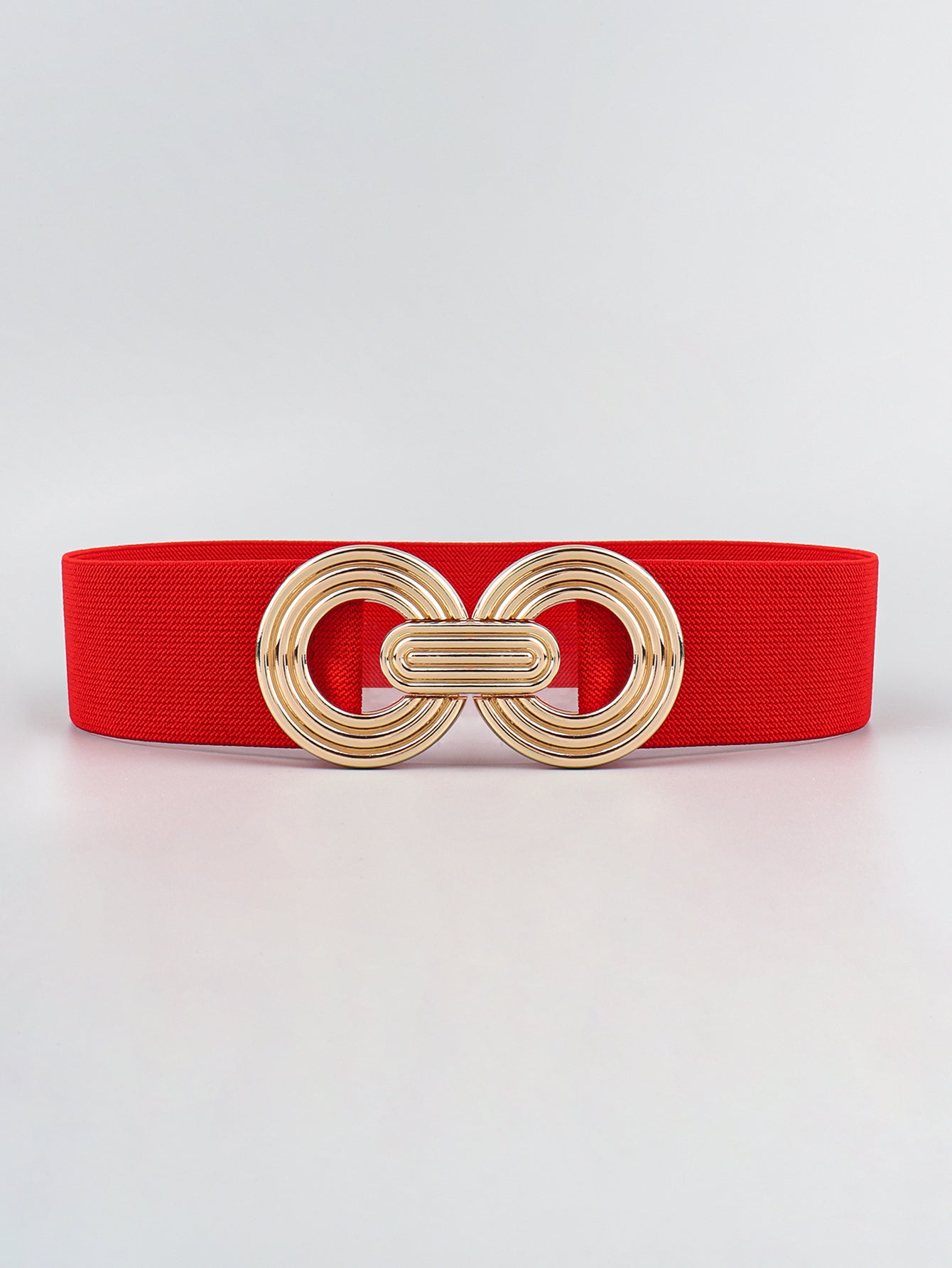 Geometric Alloy Buckle Stretch Belt