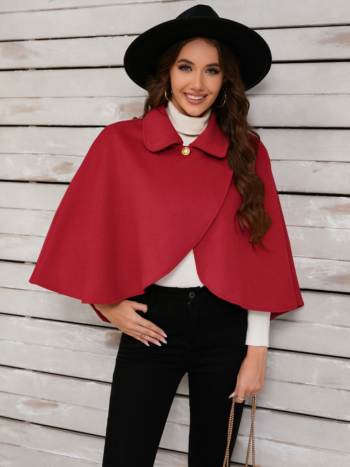 Collared Neck Cropped Cape - ShopEasier