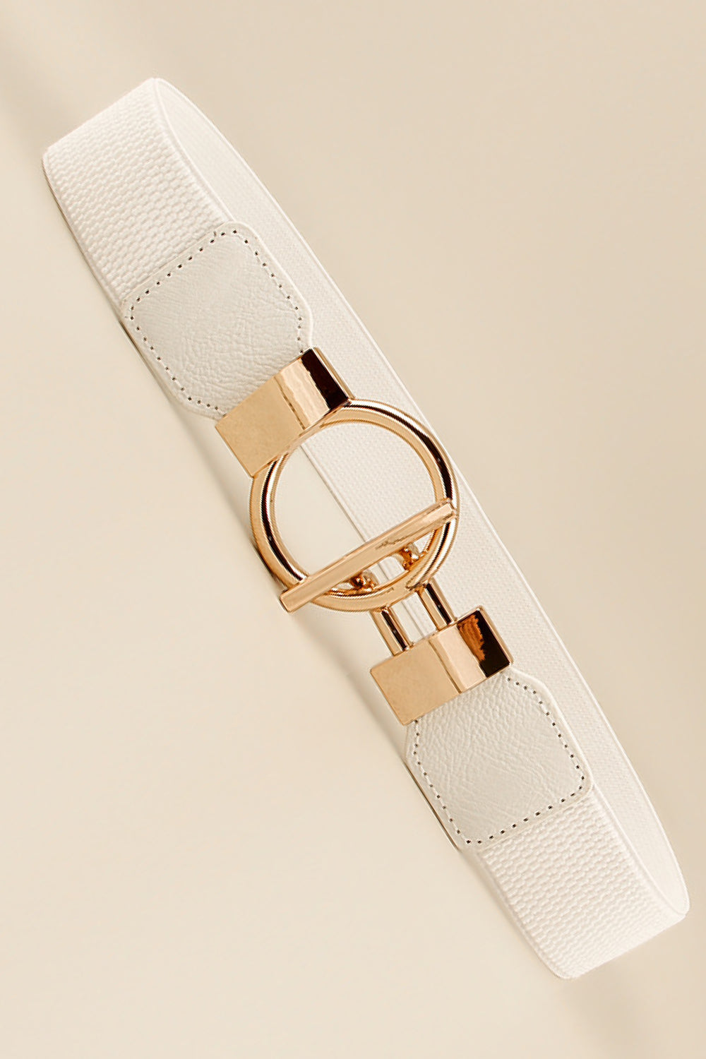 Round Zinc Alloy Buckle PU Leather Belt