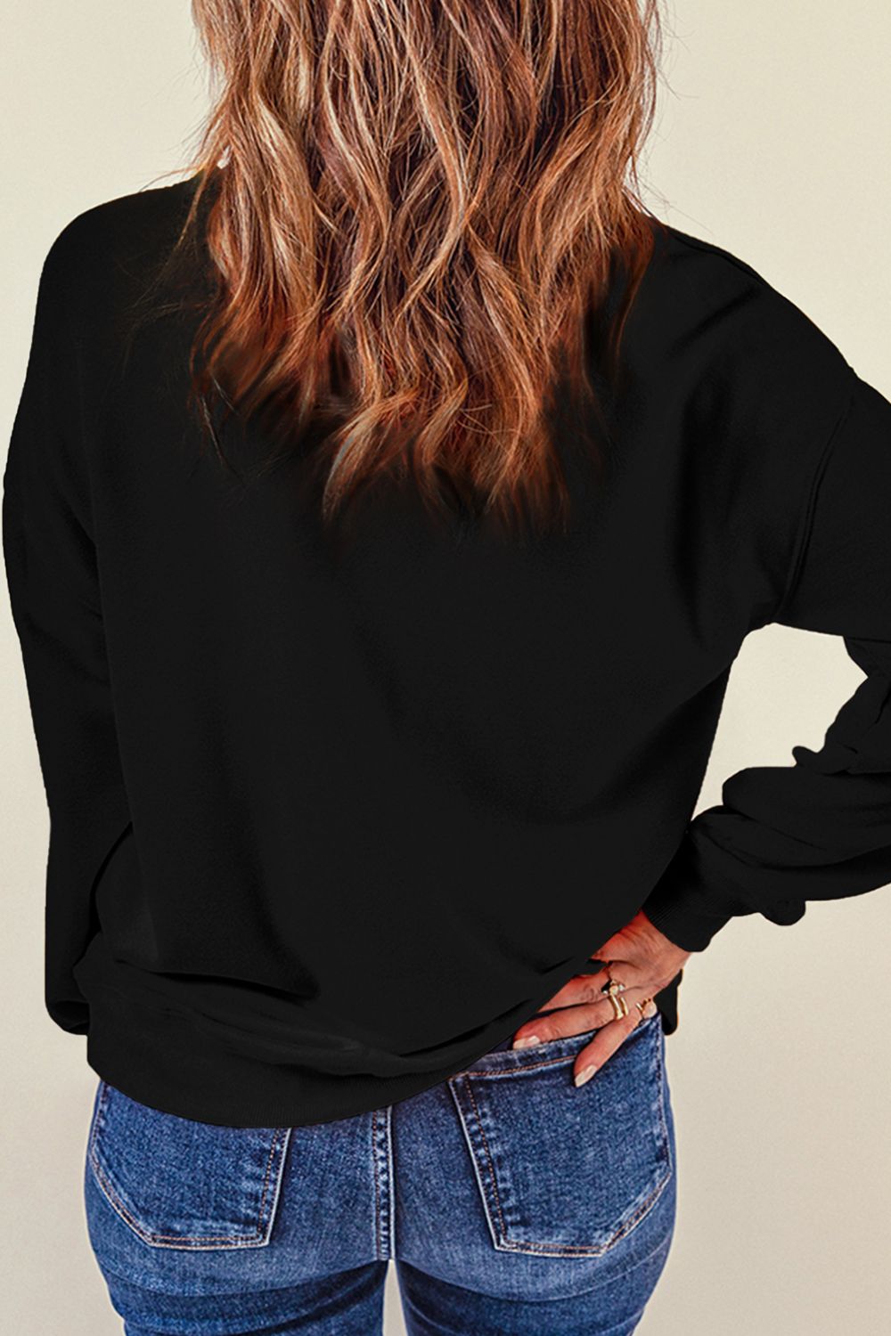 Rhinestone Embellished LOVE Graphic Long Sleeve Sweatshirt