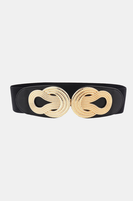 Contemporary Twisted Metal Buckle Wide Waist Belt