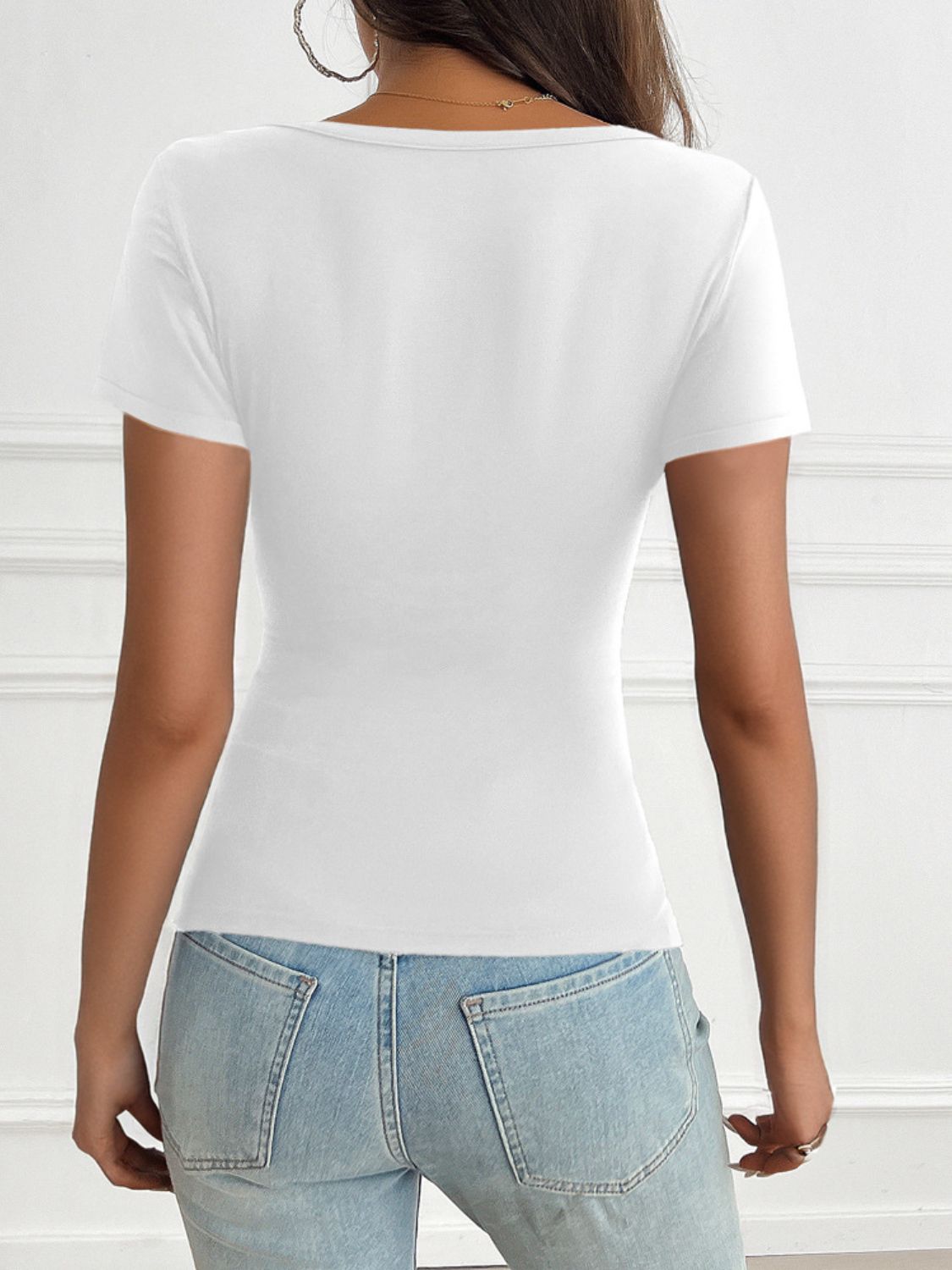 Chic Button-Accent Short Sleeve Tee