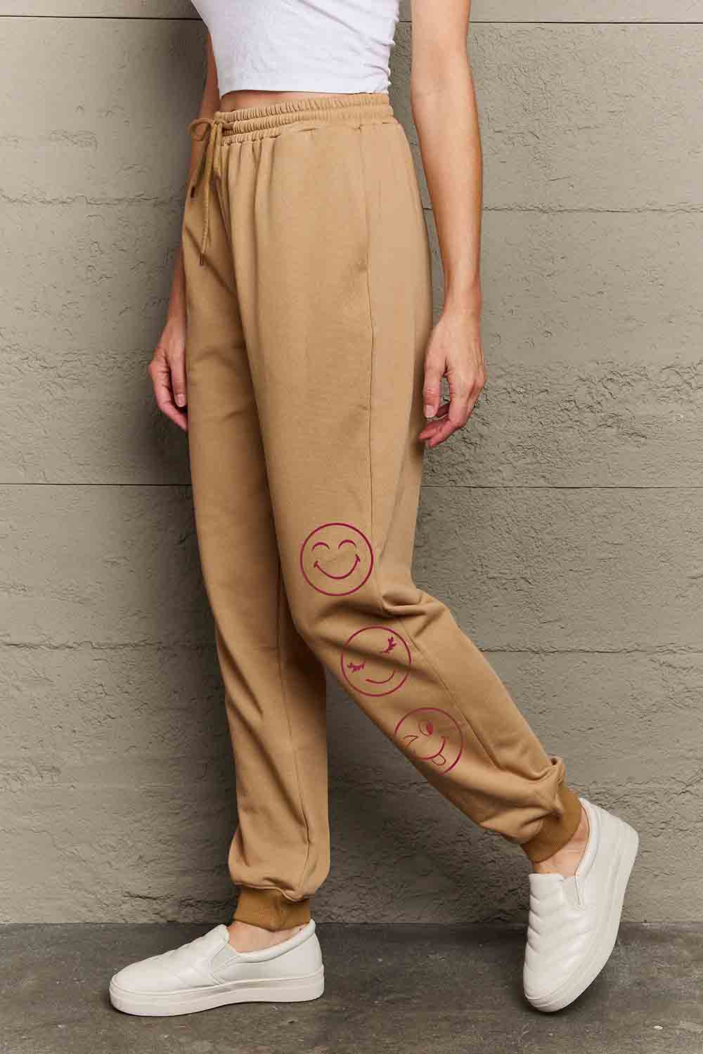 Casual Emoji Print Full-Length Sweatpants