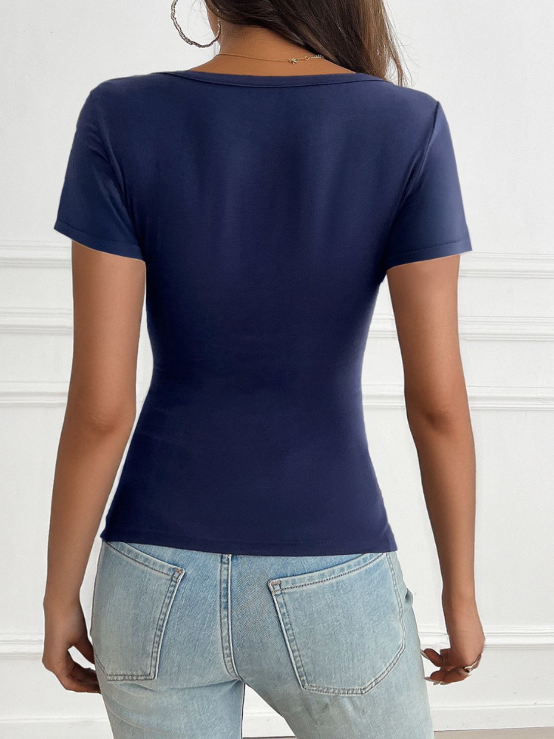 Chic Button-Accent Short Sleeve Tee