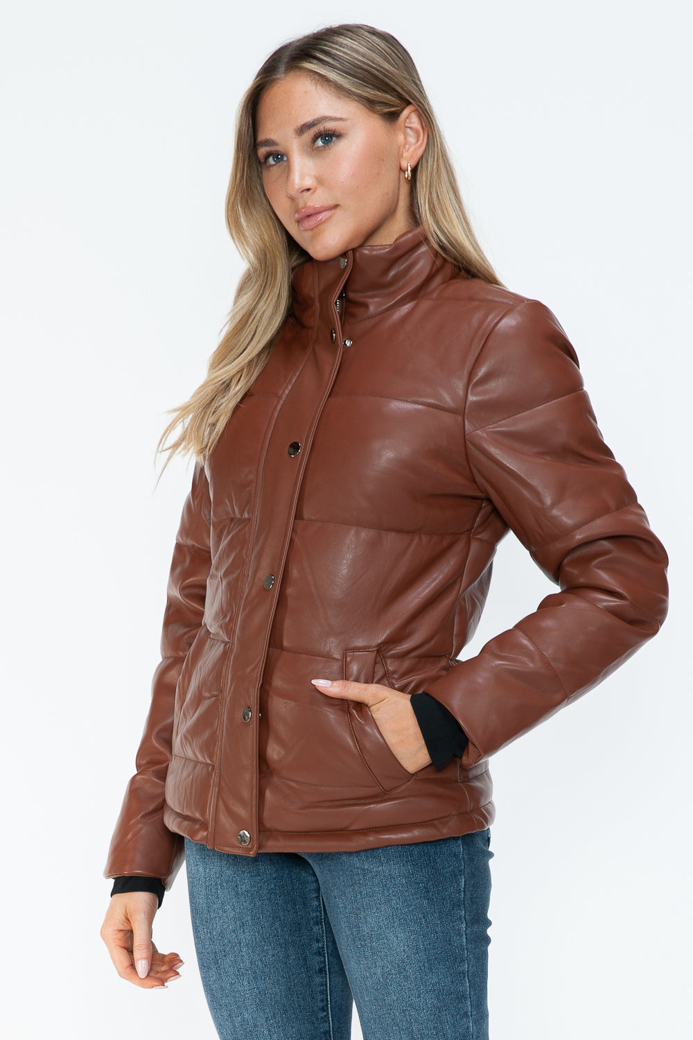 YMI Pocketed Zip Up Turtleneck Puffer Jacket - ShopEasier