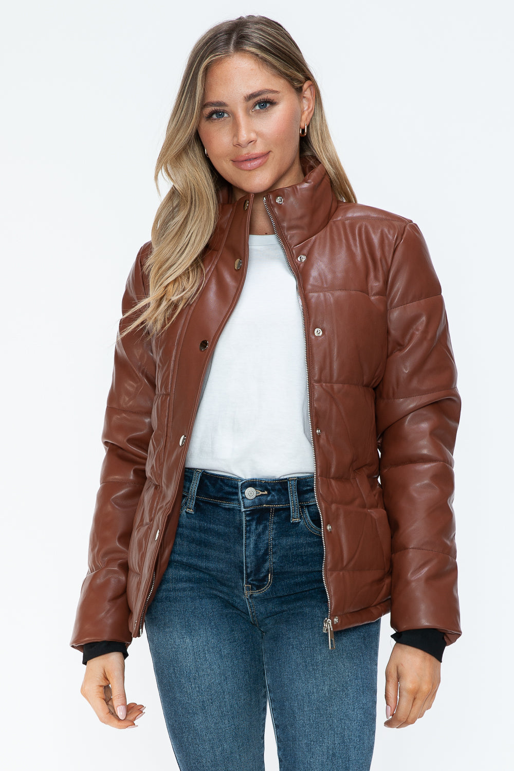 YMI Pocketed Zip Up Turtleneck Puffer Jacket - ShopEasier