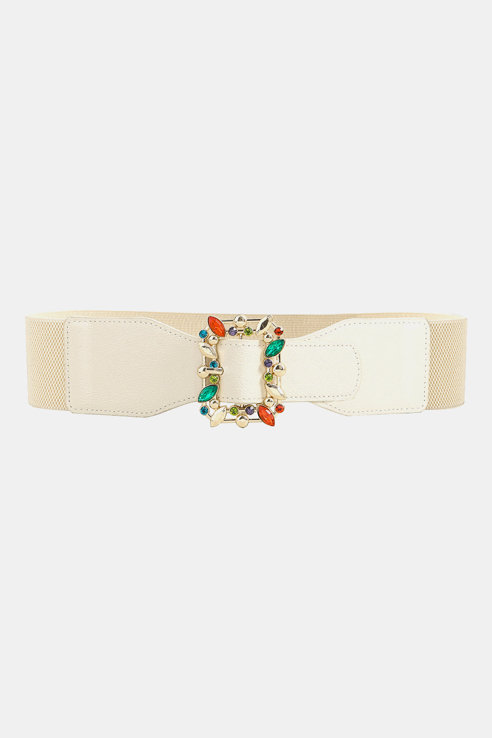 Vibrant Leaf Design Elastic Belt with Adjustable Buckle