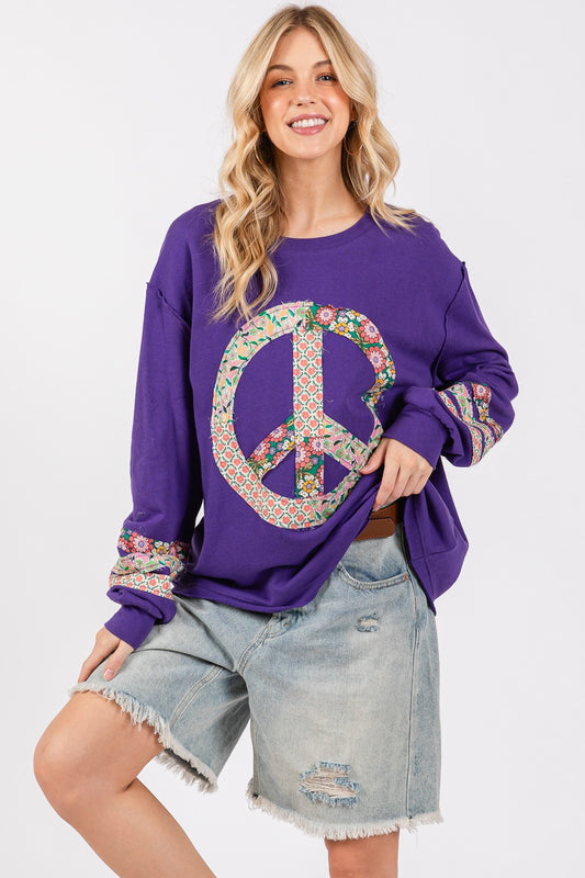 SAGE+FIG Peaceful Vibes Applique Long Sleeve Tee