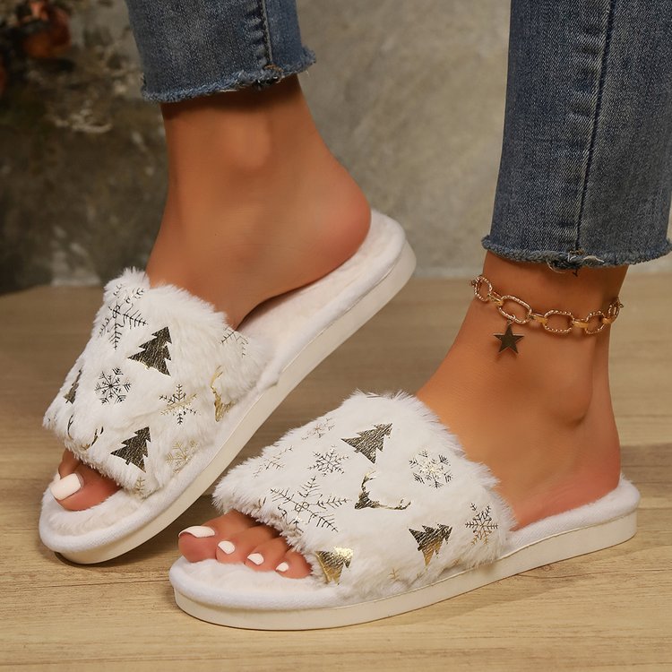 Cozy Cotton Snowflake Open-Toe Footwear