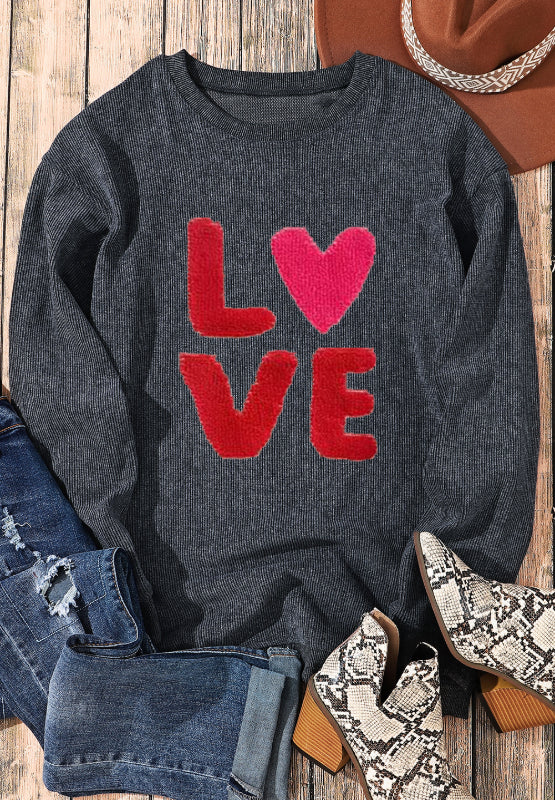 Love Heart Graphic Long Sleeve Sweatshirt for Valentine's Day