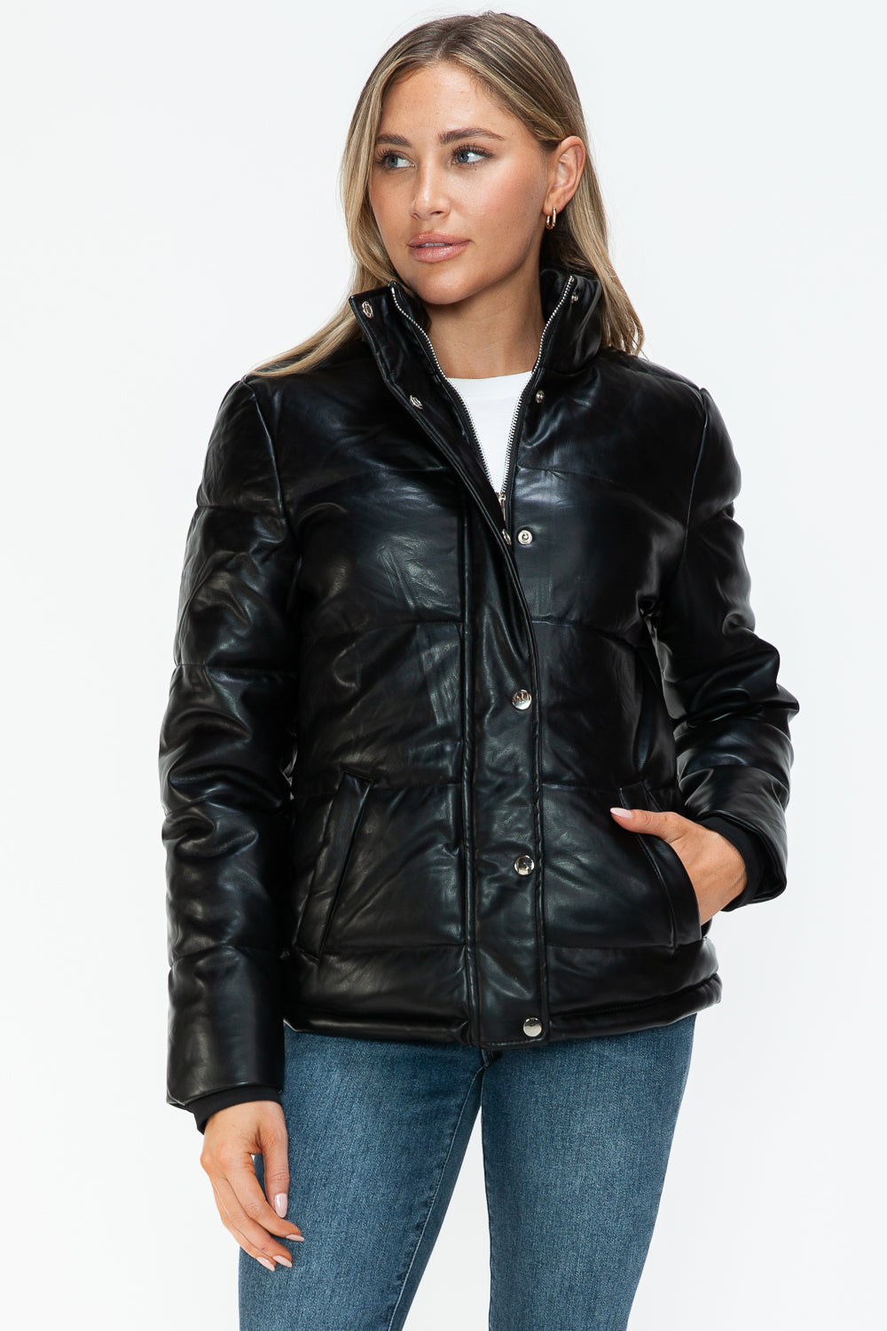 YMI Pocketed Zip Up Turtleneck Puffer Jacket - ShopEasier