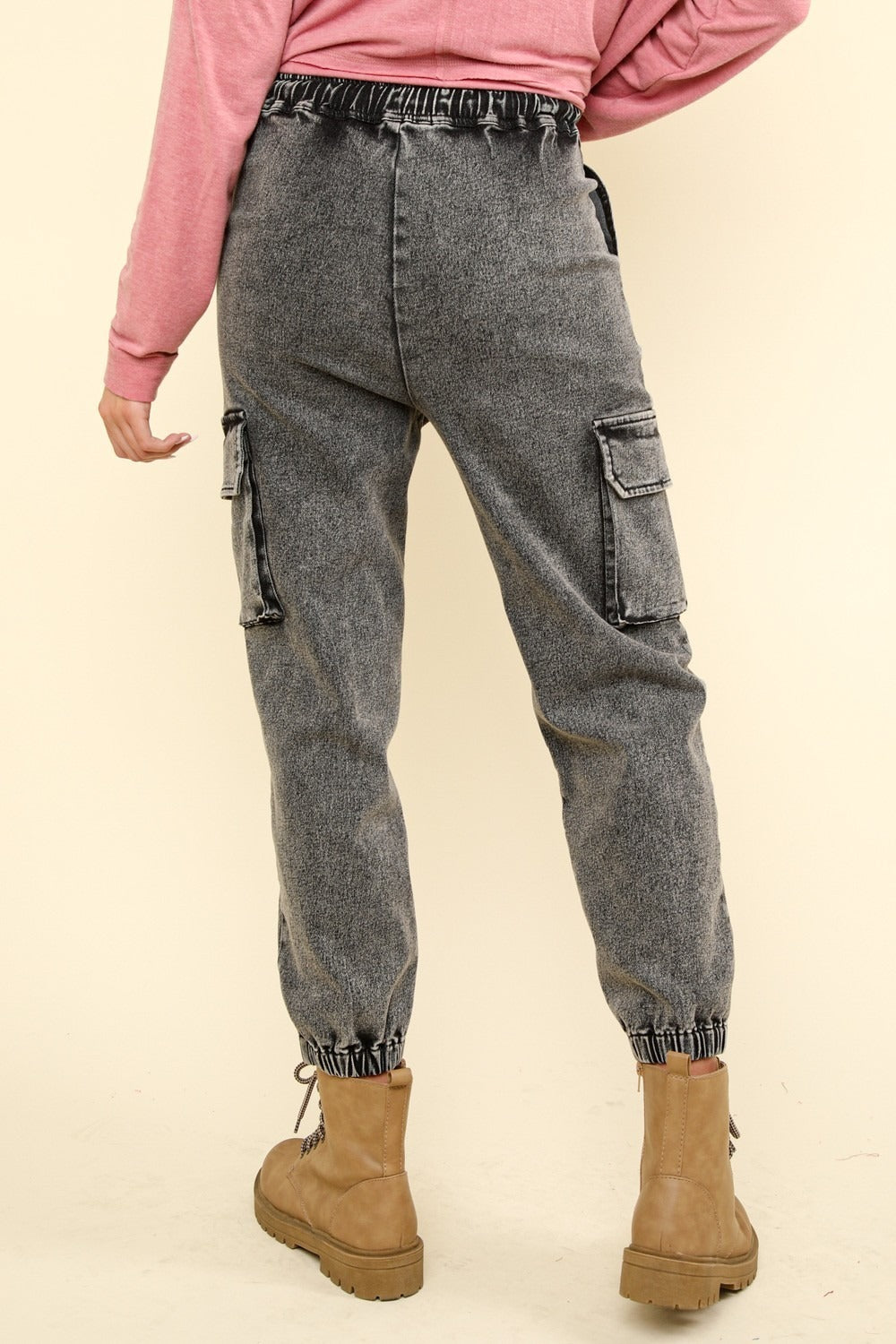 VERY J Washed Drawstring Jogger Cargo Jeans - ShopEasier