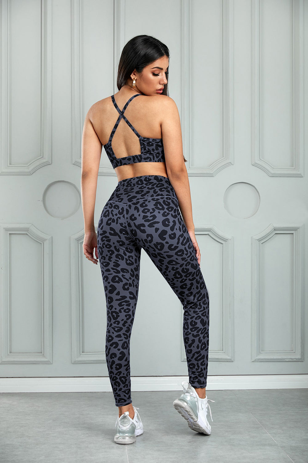 Leopard Cutout Sports Bra and Leggings Set - ShopEasier