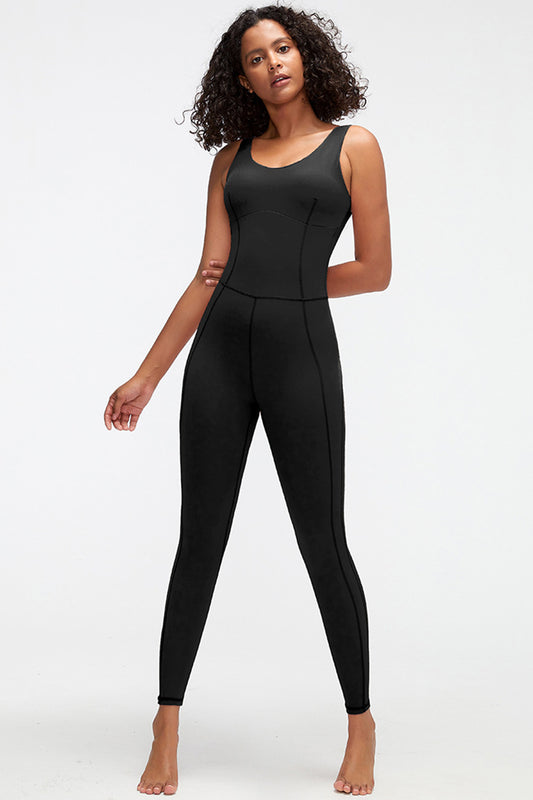 Crisscross Wide Strap Active Jumpsuit - ShopEasier