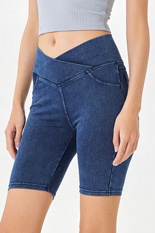 Asymmetrical Pocketed Denim Shorts for Everyday Style