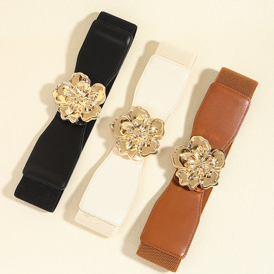 Floral Embellished Alloy Stretch Belt