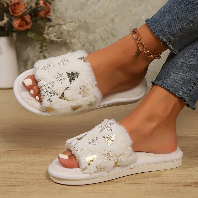 Cozy Cotton Snowflake Open-Toe Footwear