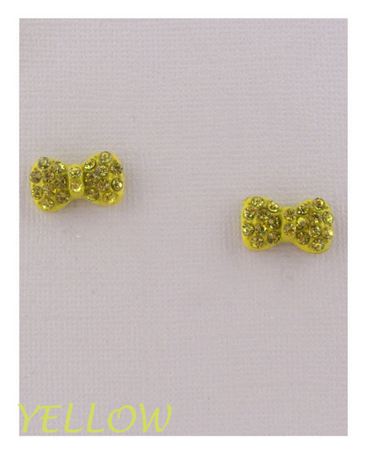 Bow earrings w/decorative rhinestones - ShopEasier