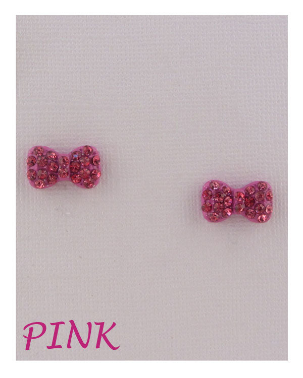 Bow earrings w/decorative rhinestones - ShopEasier