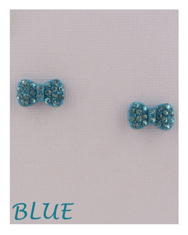 Bow earrings w/decorative rhinestones - ShopEasier