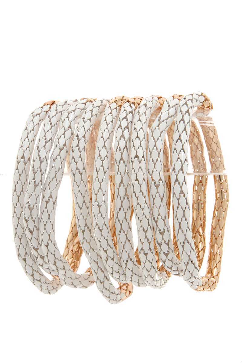 Two Tone Metal Stretch Bracelet Set - ShopEasier