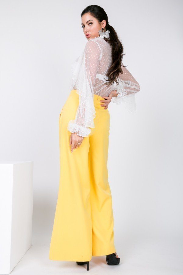 Side Slit Detail Wide Leg Pants - ShopEasier