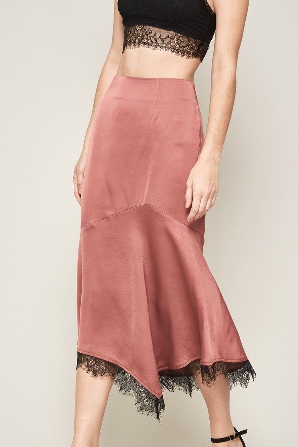 A Solid Woven Midi Skirt - ShopEasier