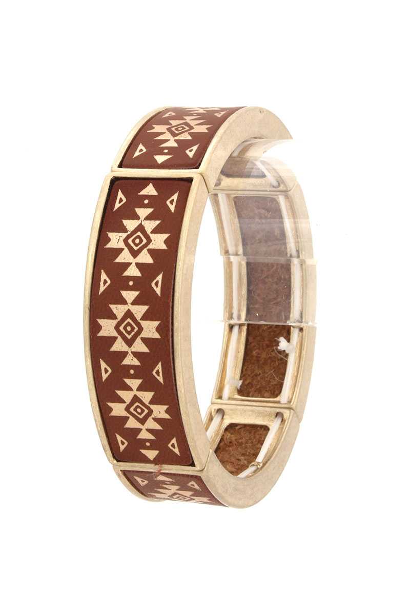 Aztec Pattern Metal Stretch Bracelet - ShopEasier