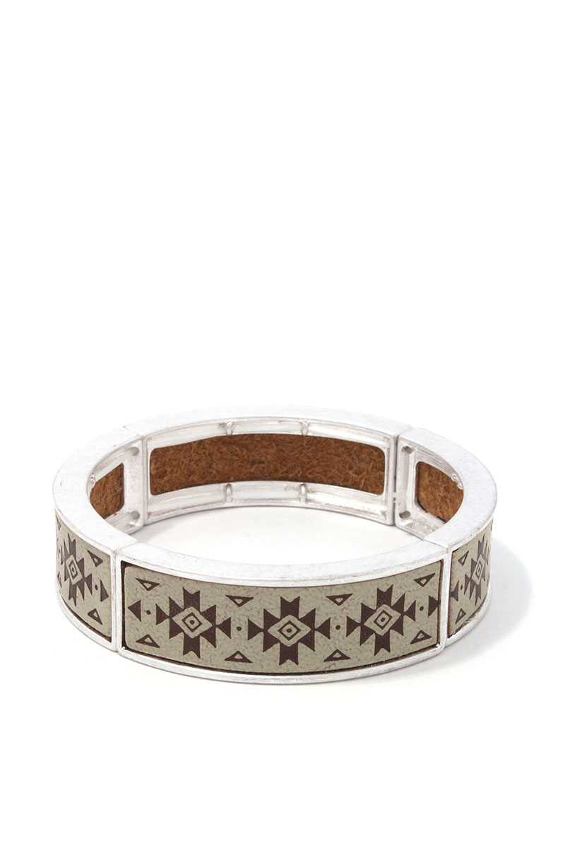 Aztec Pattern Metal Stretch Bracelet - ShopEasier