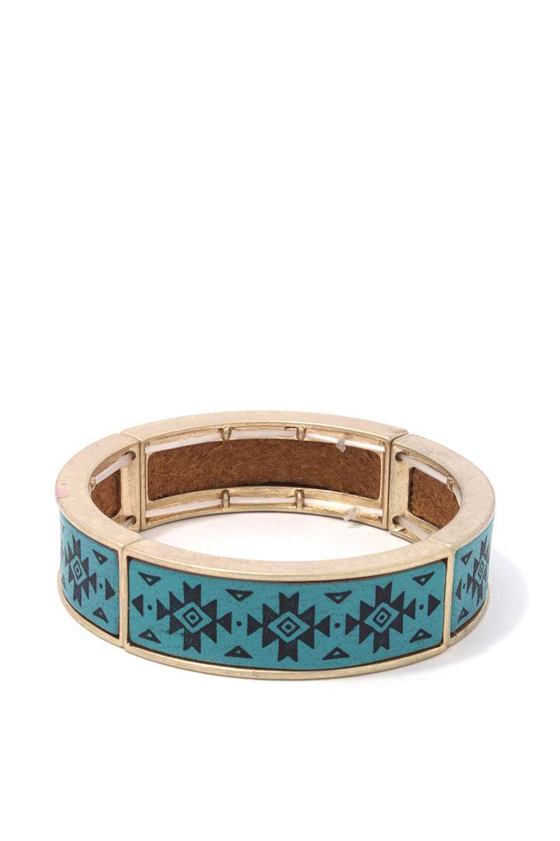 Aztec Pattern Metal Stretch Bracelet - ShopEasier