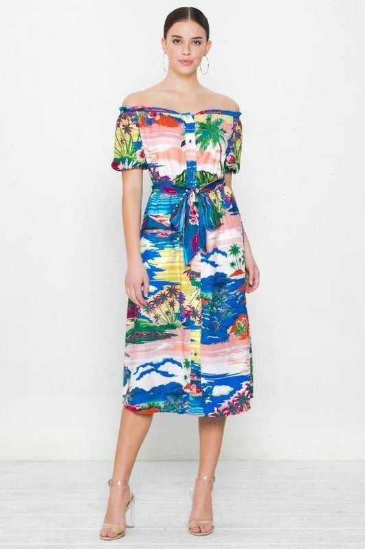 A Printed Woven Dress - ShopEasier