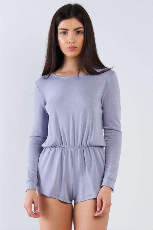 Comfy Tie-back Long Sleeve Romper - ShopEasier