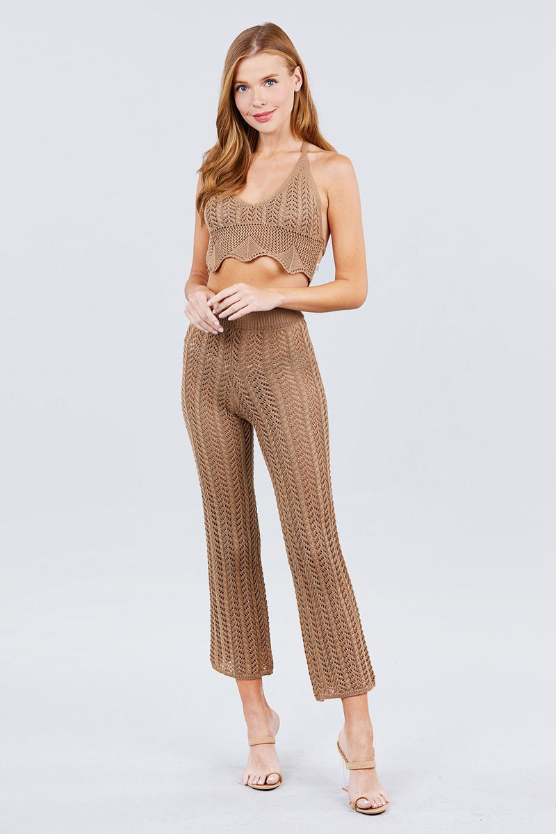 Flare Long Fishnet Sweater Pants - ShopEasier