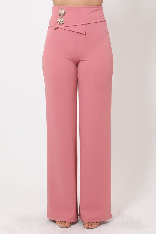 Oversized Button Front Detail Pants - ShopEasier