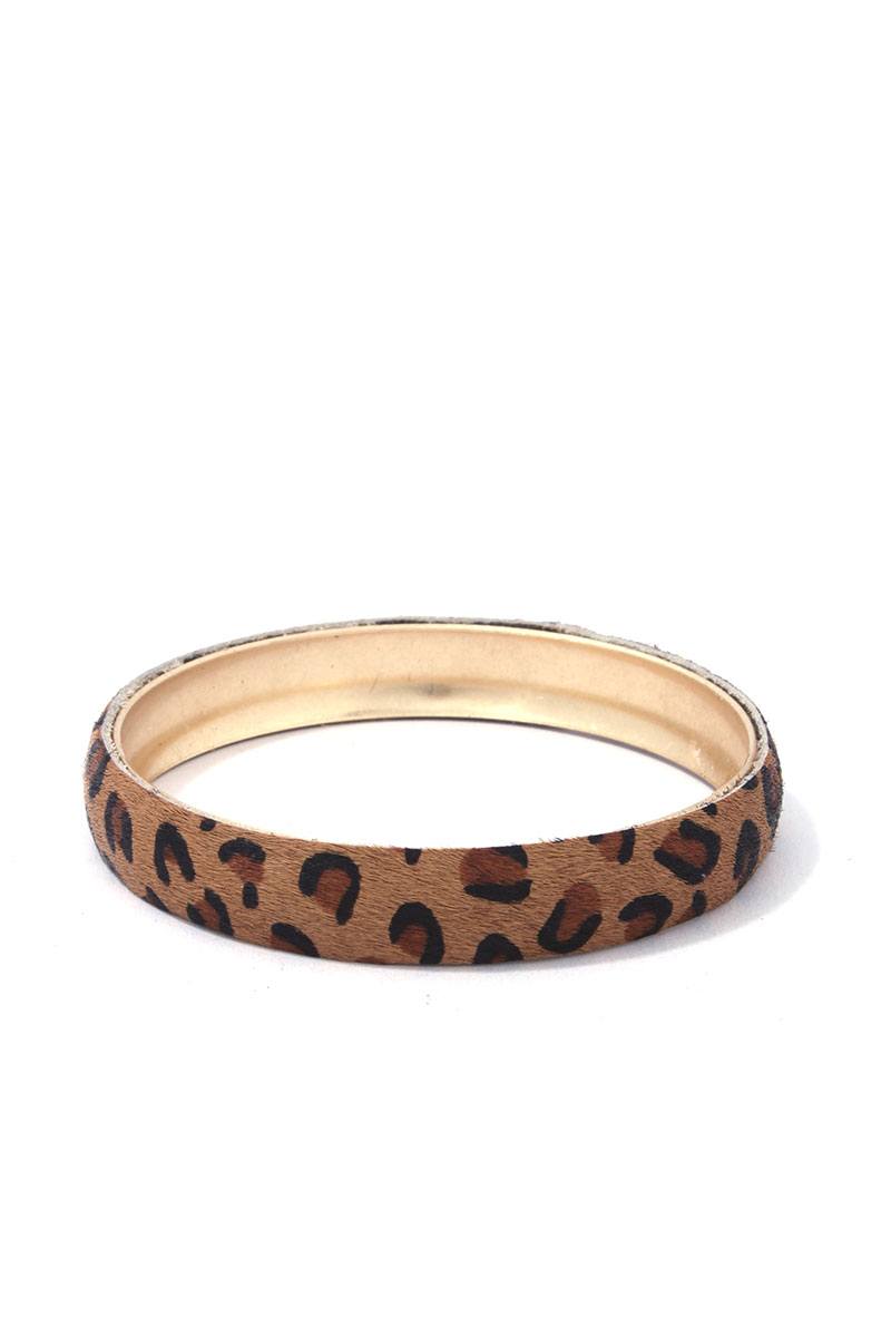 Animal Print Metal Bangle Bracelet - ShopEasier