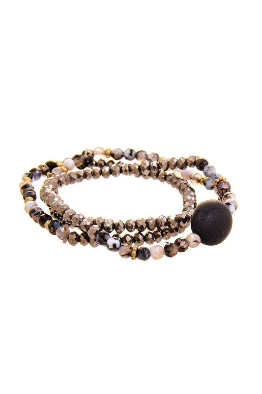 Triple Simple Multi Bead Link Oval Bracelet - ShopEasier