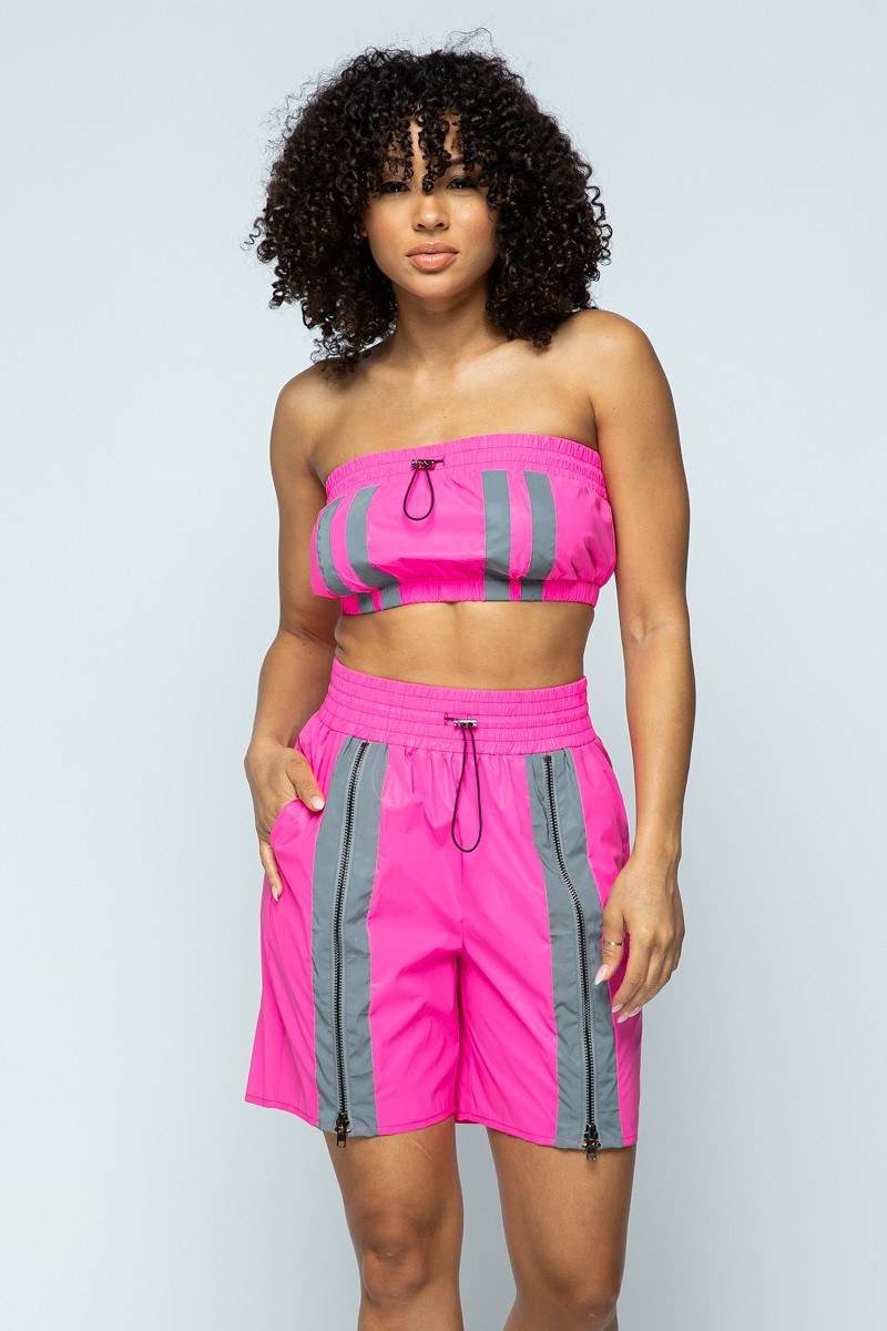 Cropped Mini Tube Top/lined Thigh Length Shorts Set - ShopEasier