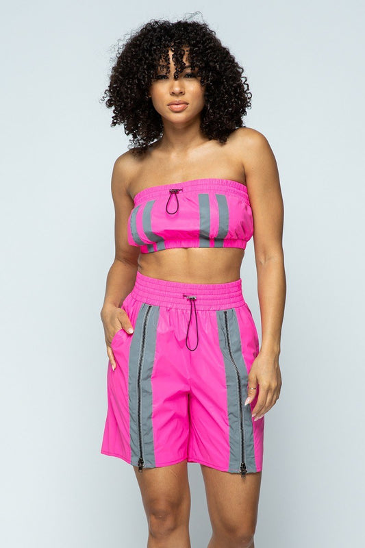 Cropped Mini Tube Top/lined Thigh Length Shorts Set - ShopEasier