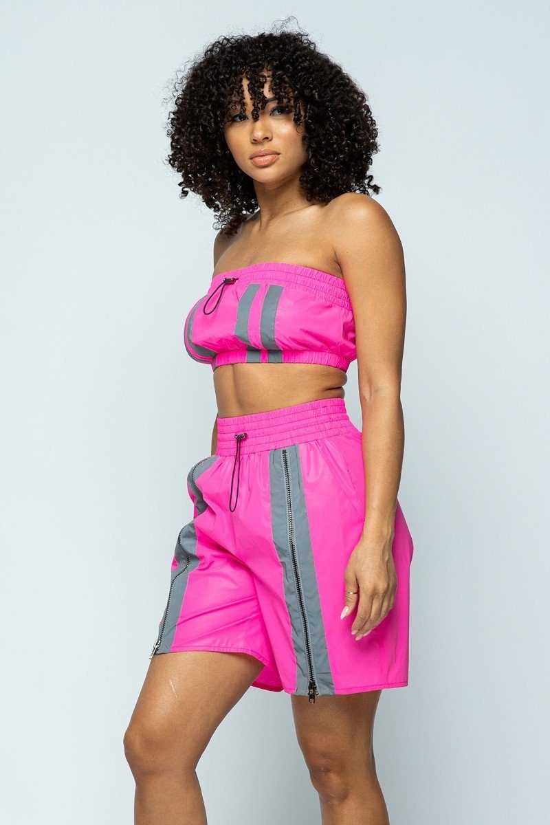 Cropped Mini Tube Top/lined Thigh Length Shorts Set - ShopEasier