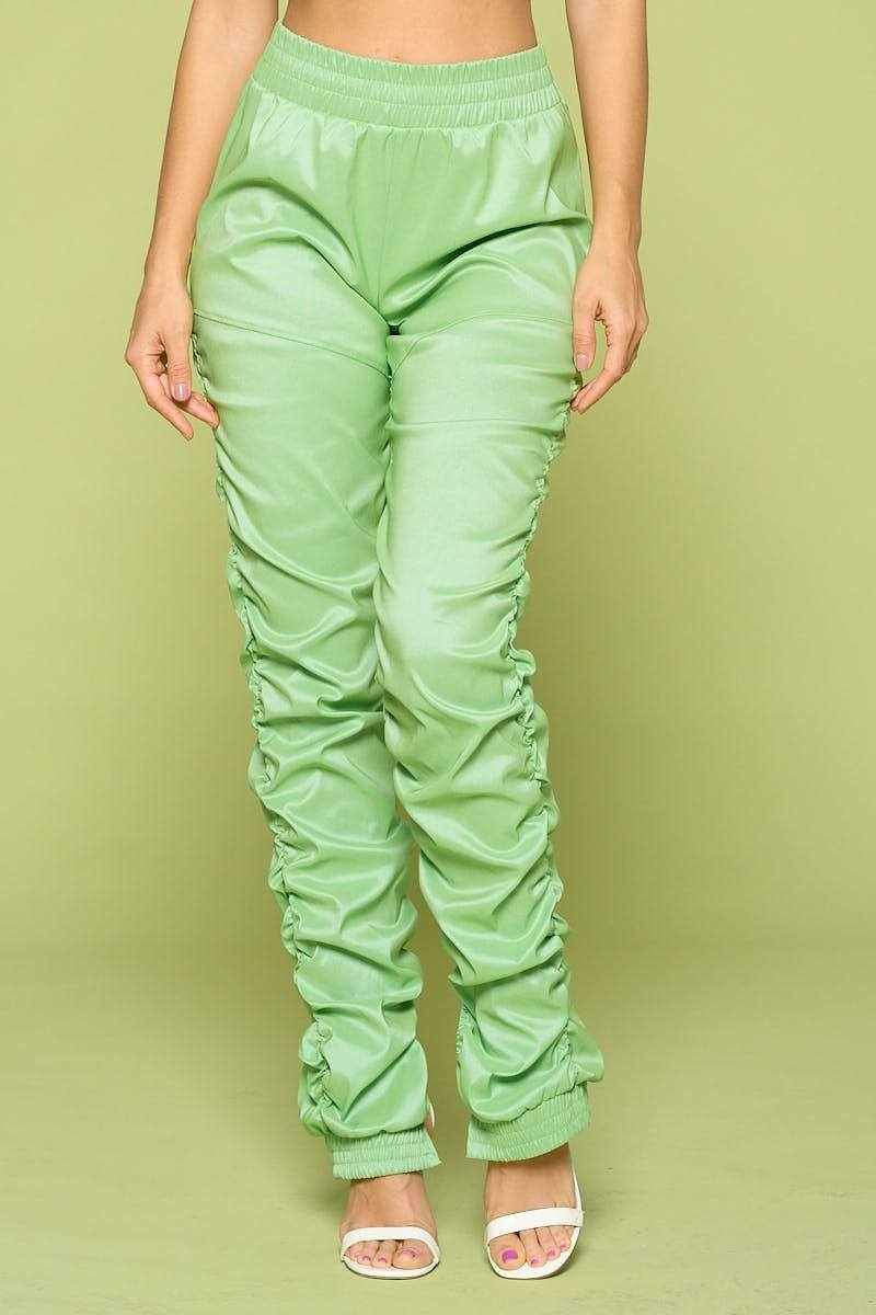 Leather Pu Ruched Pants - ShopEasier