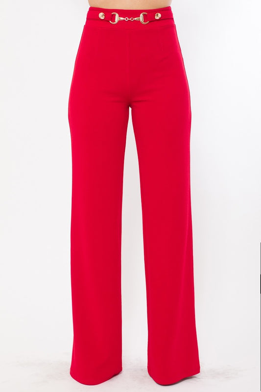 Waist Button And Buckle Detailed Fashion Pants - ShopEasier