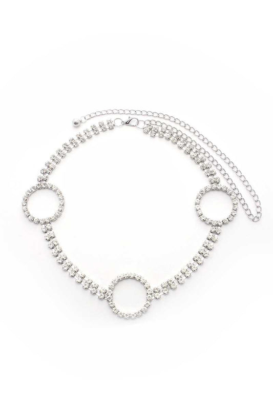 Circle 2 Line Rhinestone Chain Belt - ShopEasier