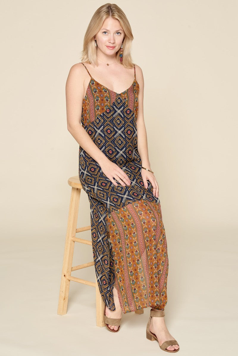 Mixed Printed Chiffon Maxi Slip Dress - ShopEasier