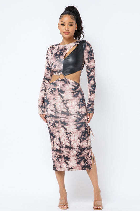 Tie Dye Long Sleeve Midi Dress - ShopEasier