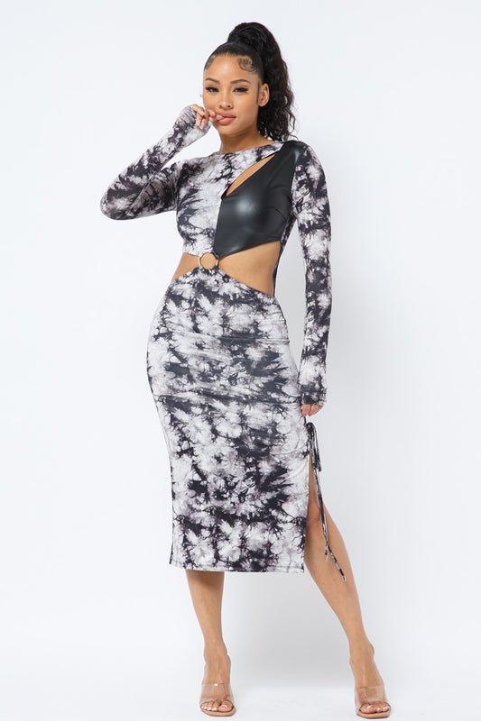 Tie Dye Long Sleeve Midi Dress - ShopEasier