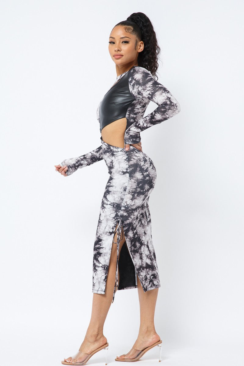 Tie Dye Long Sleeve Midi Dress - ShopEasier