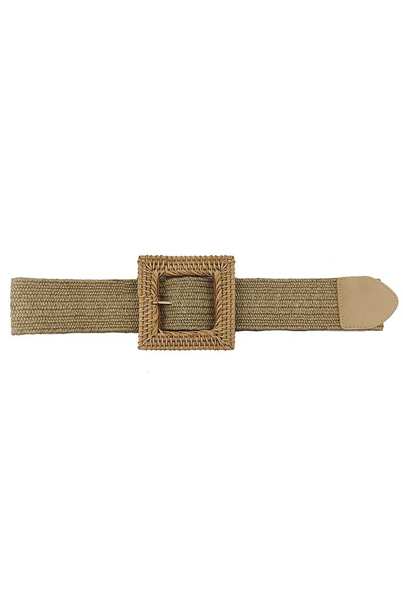 Fashion Square Straw Buckle Belt - ShopEasier